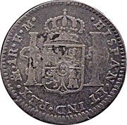 1 Real - Carlos IV Numeral IV, Carlos III portrait, Mexico, 1789-1790 reverse image