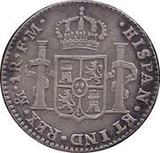 1 Real - Carlos IV Numeral IIII, Carlos III portrait, Mexico, 1790 reverse image
