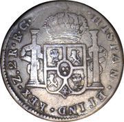 2 Reales - Fernando VII Zacatecas - Royalist Coinage, Mexico, 1818-1822 reverse image