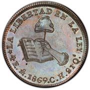 4 Escudos Pattern; Copper, Mexico, 1869 reverse image