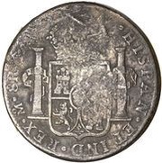 8 Reales Chilpanzingo and Morelos countermarks, Mexico, 1806-1807 reverse image