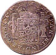8 Reales - Fernando VII MS - Royalist countermarked coinage, Mexico, 1809-1811 reverse image