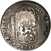 8 Reales ENSAIE and Morelos countermarks, Mexico, 1810-1811 reverse image