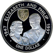 1 Dollar - Elizabeth II Golden wedding anniversary reverse image