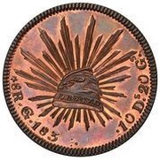 8 Reales Pattern; Gorrito Guanajuato Prueba; copper, Mexico, 1830-1839 reverse image