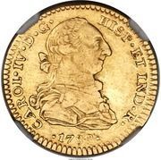 2 Escudos - Carlos IV Numeral IV, Carlos III portrait obverse image