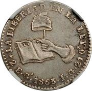 2 Escudos Pattern; Silver, Mexico, 1863 reverse image