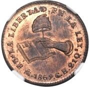 2 Escudos Pattern, Mexico, 1869 reverse image