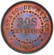 2 Centavos Pattern; Mexican Independence; Estado De México reverse image