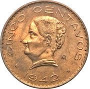 5 Centavos, Mexico, 1942-1955 reverse image