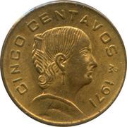 5 Centavos small type, Mexico, 1970-1976 reverse image