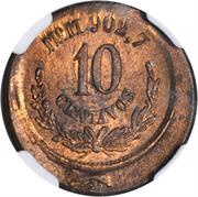 10 Centavos Pattern; Copper, Mexico, 1880 reverse image