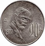 20 Centavos, Mexico, 1974-1983 reverse image