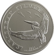 1 Dollar Pelican, Barbados, 2021 reverse image