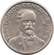 25 Centavos, Mexico, 1964-1966 reverse image