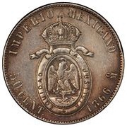 50 Centavos Pattern; Maximiliano I reverse image