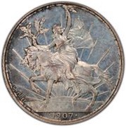 50 Centavos Pattern; Caballito; Raised Lettered Edge; Silver, Mexico, 1907 reverse image
