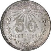 50 Centavos small size, Mexico, 1918-1919 reverse image