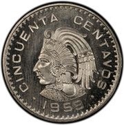 50 Centavos Pattern; Cuauhtémoc; Nickel, Mexico, 1959 reverse image