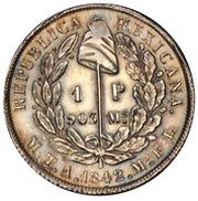 1 Peso Pattern, Mexico, 1842 reverse image
