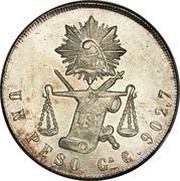 1 Peso, Mexico, 1869-1873 reverse image