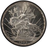 1 Peso Pattern; Caballito; Raised Letter Edge; Silver, Mexico, 1909 reverse image