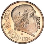 1 Peso Pattern; Morelos, Mexico, 1936 reverse image