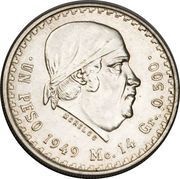 1 Peso, Mexico, 1947-1949 reverse image