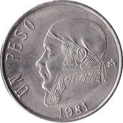 1 Peso, Mexico, 1970-1983 reverse image