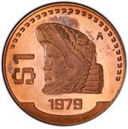 1 Peso Pattern; Modern Eagle; Copper, Mexico, 1979 reverse image