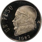 1 Peso Pattern, Mexico, 1983 reverse image