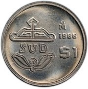 1 Peso Pattern; SUD; Stainless Steel, non-magnetic reverse image