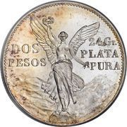 2 Pesos Winged Victory, Mexico, 1921 reverse image