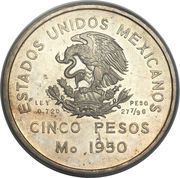 5 Pesos Pattern; silver obverse image