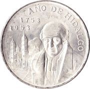 5 Pesos Bicentennial of Hidalgo's Birth, Mexico, 1953 reverse image