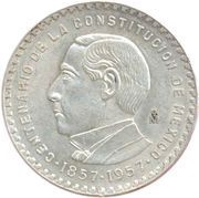 5 Pesos 100th Anniversary of Constitution, Mexico, 1957 reverse image