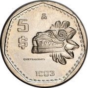 5 Pesos, Mexico, 1980-1985 reverse image