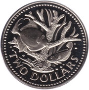 2 Dollars - Elizabeth II Independence, Barbados, 1976 reverse image