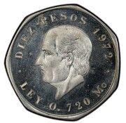 10 Pesos Pattern, Mexico, 1972 reverse image