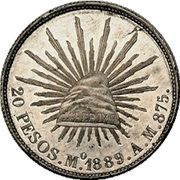 20 Pesos Pattern, Mexico, 1889 reverse image