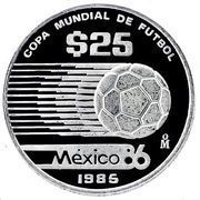 25 Pesos Mexico '86, Mexico, 1985 reverse image