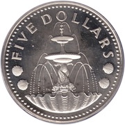 5 Dollars - Elizabeth II Independence; Silver Proof Issue, Barbados, 1976 reverse image