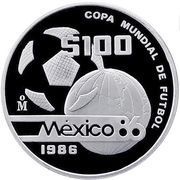 100 Pesos Mexico '86, Mexico, 1986 reverse image
