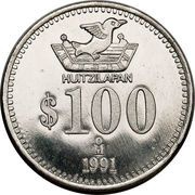100 Pesos Pattern; Huitzilapan; Aluminium reverse image