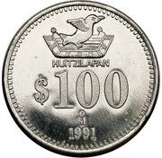 100 Pesos Pattern; Huitzilapan; Stainless Steel reverse image