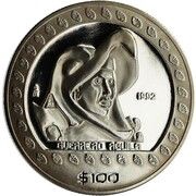 100 Pesos Guerrero Aguila - 1 oz Silver Bullion, Mexico, 1992 reverse image