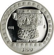 100 Pesos Brasero Efigie - 1 oz Silver Bullion, Mexico, 1992 reverse image