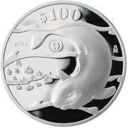 100 Pesos Vaquita Porpoise, Mexico, 1992 reverse image