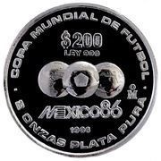 200 Pesos Mexico '86 - 2 oz Silver Bullion, Mexico, 1986 reverse image