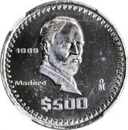500 Pesos Pattern; Madero; Steel reverse image